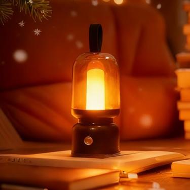 Imagem de Osuke Luminária de mesa LED portátil, velas operadas por bateria de 500 mAh, luz noturna vintage pequena para mesa de cabeceira do quarto, dois modos de iluminação para uso interno/externo/restaurante