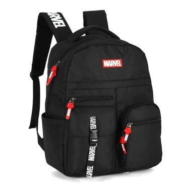 Imagem de Mochila De Costa Juvenil Escolar Preto Marvel Up4you Grande