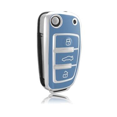 Imagem de Capa flip de 3 botões de TPU compatível com Audi A1-A8/Q2-Q7/R8/S3-S6/TT/RS3-RS6/S1-S8/B6-B8/C5-C6/4F/4G/TTS/TTRS e assento/Exeo 3R, acessórios para chaves automotivas