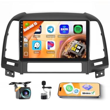 Imagem de Inefala Tela de rádio 4G 64G para Hyundai Santa Fe 2006-2012 CarPlay Android 15 IPS tela sensível ao toque 9 polegadas estéreo para carro Android câmera de backup automático Bluetooth 5.0 GPS FM RDS