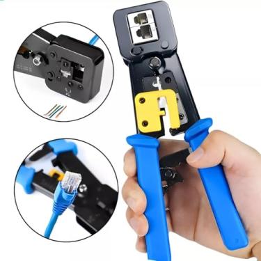 Imagem de Alicate de Crimpar RJ11, RJ12 e RJ45 Exbom, Conector Convencional e Vazado, Desencapador - FRM-ACN205