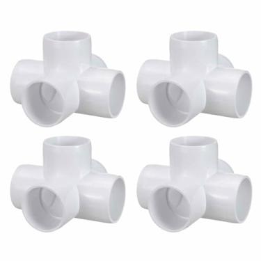 Imagem de DTGN 4 peças de encaixe de PVC de cotovelo de 3,8 cm, encaixe de tubo de PVC de grau cruzado de 5 vias SCH40, conector de cotovelo de canto DIY para móveis de construção, conexão de estrutura de