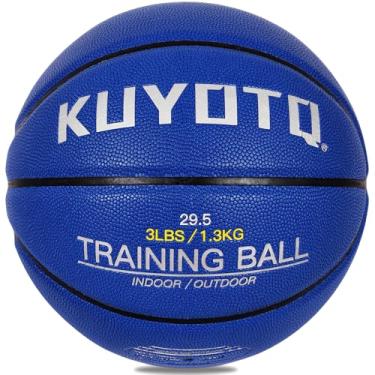 Imagem de KUYOTQ Equipamento de treinamento de basquete pesado pesado de 1,4 kg, tamanho 7 75 cm, couro composto, ao ar livre, masculino, feminino, jovem, basquete, melhorando o manuseio da bola, habilidade de