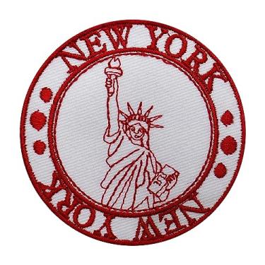 Imagem de Emblema Traveler Stamp New York Travel Groovy bordado ferro em costura para roupas de 7 cm