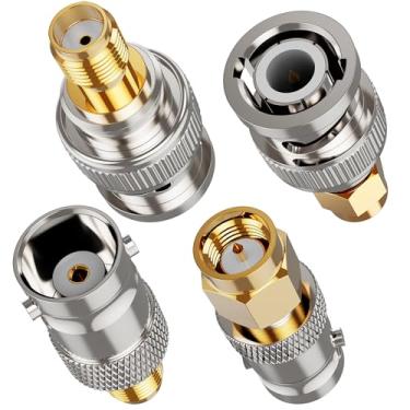 Imagem de VROODER Adaptador SMA para BNC - Conector RF banhado a ouro para antena SDR/CCTV/rádio amador, fêmea para fêmea, conversão SMA macho para BNC fêmea, kit adaptador coaxial de baixa perda (50 Ohm)