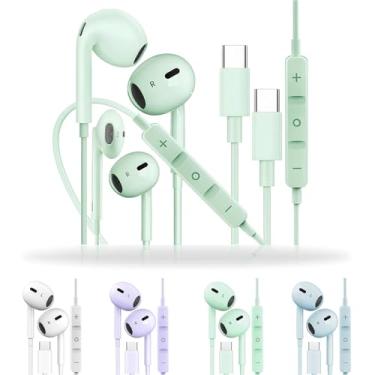 Imagem de Fones de ouvido para iPhone 16/15 USB-C e fones de ouvido de telefone com controle de microfone/volume, fones de ouvido tipo C com qualidade de som Hi-Fi para Samsung Galaxy S23 – Fones de ouvido com