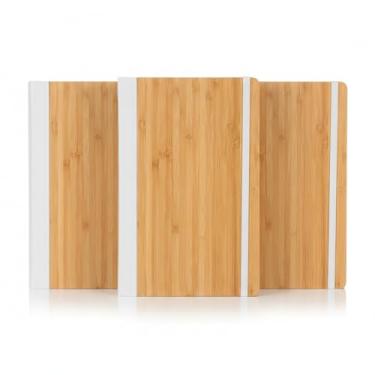 Imagem de Caderno de Anotações com Capa em Fibra de Bambu, Elástico Colorido, 80 Folhas Pautadas, 20,6x13x1,6cm, Sustentável, Disponível (3, Branco)