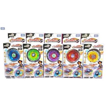 Imagem de Kit 5 Beyblade Com Luz Led + 5 Lançadores Bey blad Pião Luz - TD // Li