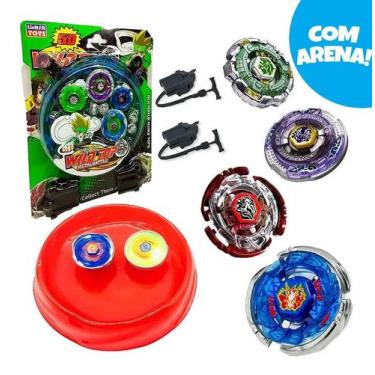 Imagem de 4 Beyblade Tornado Speed Top + 2 Lançadores + Arena - Lianfa Toys