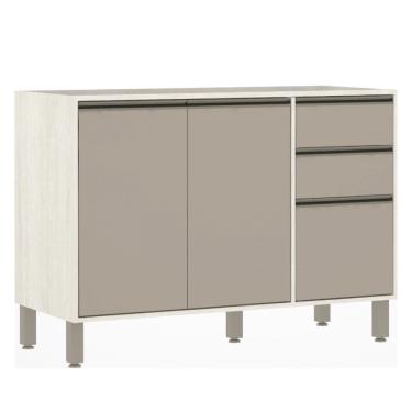 Imagem de Balcão De Pia Sem Tampo Para Cozinha 120Cm 2 Portas De Abrir, 3 Gavetas Linea Luciane Móveis