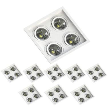Imagem de 9 Spot Quadrado Quádruplo AR70 Branco Save Energy