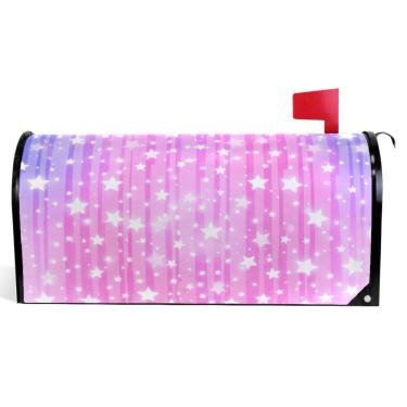 Imagem de TSENQUE Capas magnéticas decorativas para caixa de correio de outono vinil à prova de intempéries decoração de caixa de correio de férias pastel branco estrela rosa roxo tamanho padrão 52,6 x 45,8 cm