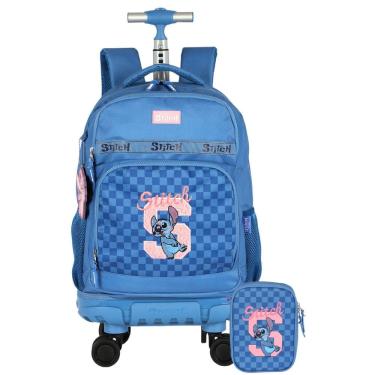 Imagem de Kit Escolar Lilo Stitch Mochila Rodas + Estojo Box