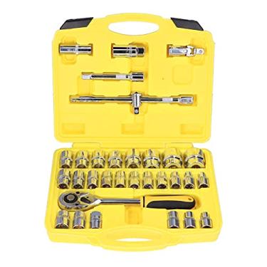Imagem de Conjunto de soquetes 32 unidades Kit de soquetes de impacto de espelho de aço Cr V com chave de catraca para mecânicos profissionais e entusiastas de DIY Conjuntos de ferramentas