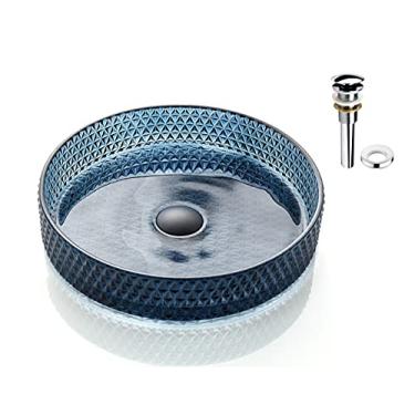 Imagem de Pia de vaso de vidro de cristal SKY Diamond em pias de montagem superior marrom acima da bancada | Tigela de pia de bancada com ralo pop-up | FW-LA686