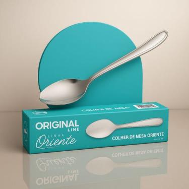 Imagem de Kit 12 Colher Mesa Premium Aço Inox Bar Restaurante Buffet Cor:Cinza -