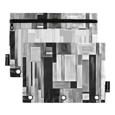 Imagem de Bolsa para lápis Gray Forms Series para fichário, bolsa de lápis com 3 anéis, para crianças, estudantes para escola, escritório