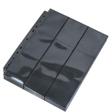 Imagem de Folha Fichário Preta 9 Bolsos Forro TNT e Alimentação Lateral (pacote 