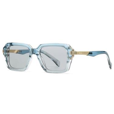 Imagem de Óculos de Sol UV400 - Rebites de Duas Cores, Azul Degradê, Estilo Punk, para Homens e Mulheres, Esportes ao Ar Livre, Corrida e Ciclismo, C6 Luz Azul e Preto