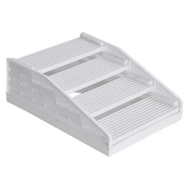 Imagem de predolo Rampa de 4 degraus para caixa de areia de gato, coletor de areia para gatos, acessório para animais de estimação antiderrapante, portátil e ajustável, Branco