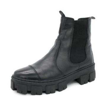 Imagem de Bota Chelsea Tratorada Feminina Couro Plataforma Confortavel Dia a Dia-Feminino