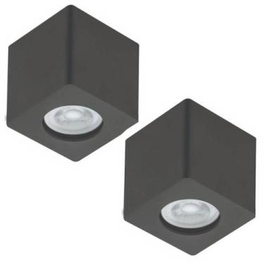 Imagem de Kit 2 Spots Quadrados de Sobrepor Luminária de Teto Preta Zoom Bivolt 