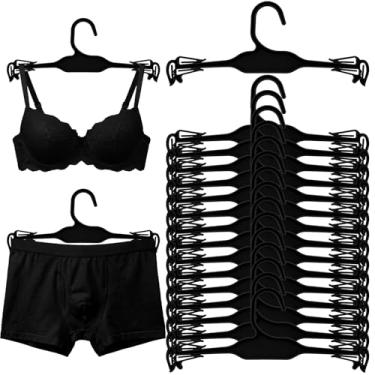 Imagem de SiliFine 100 cabides de sutiã de plástico com clipes de ombro delicados, organizador de roupas íntimas de 25,4 cm para sutiãs, regatas, lingerie, biquíni, maiô e calcinhas (preto)