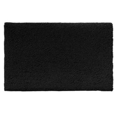 Imagem de Tapete Banheiro 38x58cm Antiderrapante Bolinha Macarrão lavabo casa felpudo box absorvente água(Kit 4,Preto)