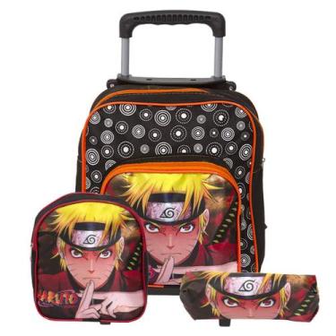 Imagem de Kit Mochila Infantil Rodinha Naruto Pre Escola Resistente - Toys 2U
