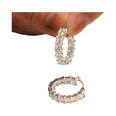 Imagem de Brincos De Argola Quadrados De Zircônia Cúbica Para Mulheres, Joias De