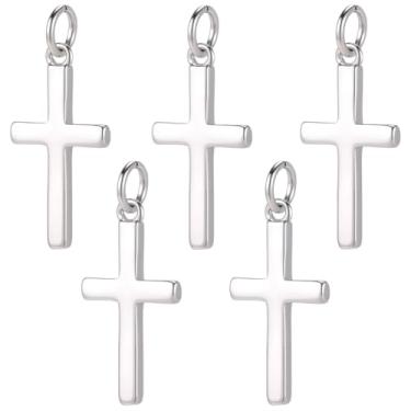 Imagem de Beebeecraft 12 pingentes de cruz minúscula 19 x 11,5 mm prata esterlina banhado a latão religioso católico crucifixo com anel de salto para fazer joias, colar, pulseira, brinco, chaveiro, presente DIY