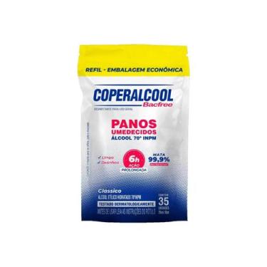 Imagem de Lenço Umedecido Álcool 70 Clássico Refil com 35 Lenços Coperalcool