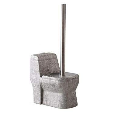 Imagem de Escova de vaso sanitário de cerâmica feita à mão, escova de vaso sanitário de aço inoxidável com cabo longo, escova de limpeza criativa para vaso sanitário, conjunto de escovas de banheiro