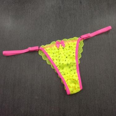 Imagem de Tanga Renda Bicolor Cor:Amarelo Neon/Rosa NeonTamanho:M - Perereca Sar