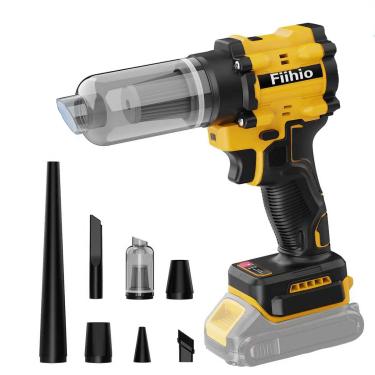 Imagem de Fiihio Soprador de folhas sem fio, sem escova, motor potente de alta velocidade 100.000 RPM compatível com bateria Dewalt 20V MAX, sopradores de ar de mão para carro, casa, limpeza de oficina (bateria