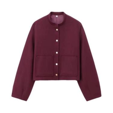 Imagem de Jaqueta Bomber Feminina Solta Com Corte 3D, Manga Longa E Bolso Aplica