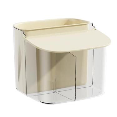 Imagem de Caixa de algodão para maquiagem de parede respirável à prova de poeira com vários compartimentos para armazenamento de algodão cosmético com tampa Organizador elegante para balcão