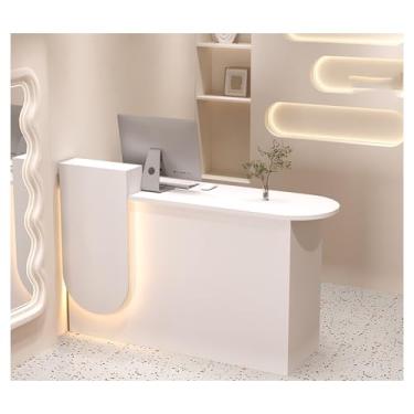 Imagem de Mesa de recepção moderna de madeira com balcão - gavetas com trava, mesa de recepção, balcão de recepção de recepção de salão, balcão de recepção para loja, hotel, escritório, caixa de varejo e G