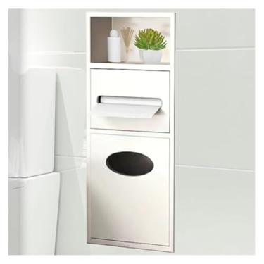 Imagem de Nicho de chuveiro de aço inoxidável – Rack de armazenamento embutido para banheiro para papel higiênico e lata de lixo, alcova embutida para artigos de higiene pessoal, cozinha, sala de estar, quarto