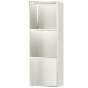 Imagem de Prateleiras retangulares de nicho de chuveiro bege fosco - Armazenamento de parede embutido para xampu e sabonete, organizador de banheiro com suporte de papel higiênico (28 x 90 x 12,5 cm - 11 x 35 x