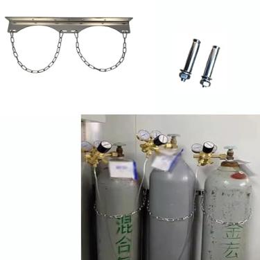 Imagem de Suporte de tanque de oxigênio montado na parede, suporte de cilindro de aço inoxidável para hospitais/laboratórios, rack de cilindro de gás que economiza espaço com 2 parafusos, comprimento de 50 cm