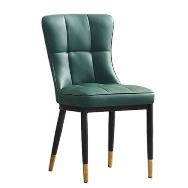 Imagem de Conjunto de 6 cadeiras de jantar modernas industriais de couro sintético, cadeiras confortáveis com encosto e pernas de metal, cadeiras estofadas de cozinha elegantes para decoração de casa (D 1)