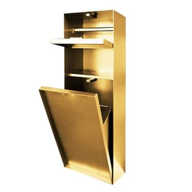 Imagem de Nicho de banheiro de aço inoxidável oculto, papel higiênico embutido, suporte com suporte de escova de vaso sanitário para armário de armazenamento, adequado para banheiro e parque público (cor: ouro)