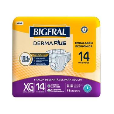 Imagem de Fralda Descartável para Adulto Bigfral DermaPlus Tamanho XG 14 Unidade