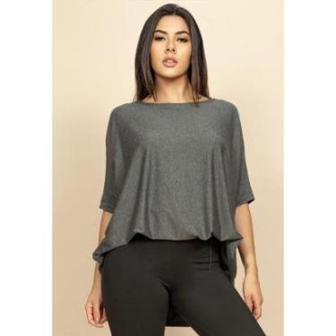 Imagem de Blusa Ampla Malha Morcego Manga Curta Mescla - Único-Feminino