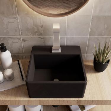 Imagem de Cuba Pia Para Banheiro De Apoio Lavabo 32X30Cm Palermo Preto