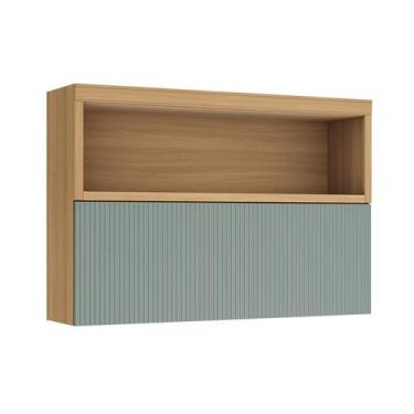 Imagem de Armário Aéreo Marquesa 100% MDF 1 Porta Verde e Nature 120 cm - Modern