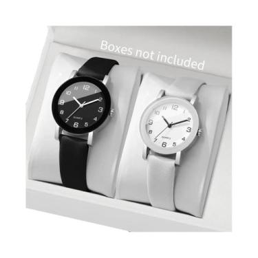 Imagem de Relógios De Pulso De Quartzo Com Pulseira De Couro Para Casais, Estilo