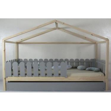 Imagem de Bicama Montessoriana Solteiro Frente Casinha Colorida Madeira Maciça P