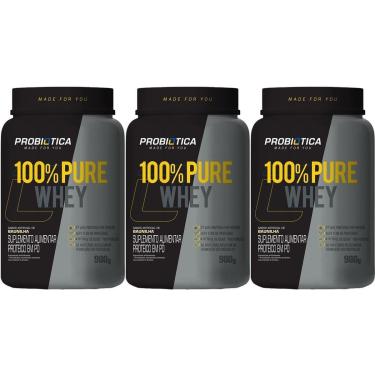 Imagem de Kit 3X 100% Pure Whey Nova Fórmula - 900g Baunilha - Probiótica-Masculino